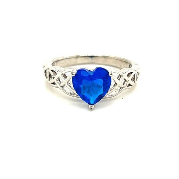 Vibrant Blue Heart Shaped Stone Ring - Picture 1 of 6